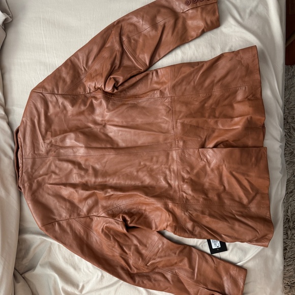 Whet Blu Women’s Genuine Leather Blazer – Camel Brown – Size L (New) - Picture 2 of 2